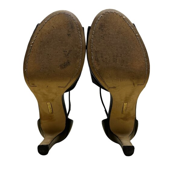 Louise Et Cie Womens Black Leather Adjustable Buckle Peep-Toe Heels Size 7.5B - Picture 9 of 10